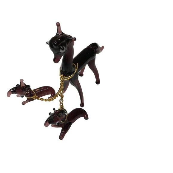 Vintage Glass Deer Family Figurine Set With Chain - Picture 3 of 8